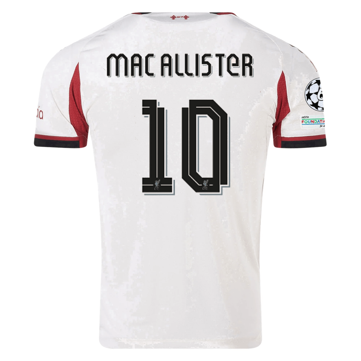 adidas Men's Liverpool Authentic Alexis Mac Allister Away Jersey w/ Champions League Patches 25/26 (Wonder White) | SoccerWearhouse