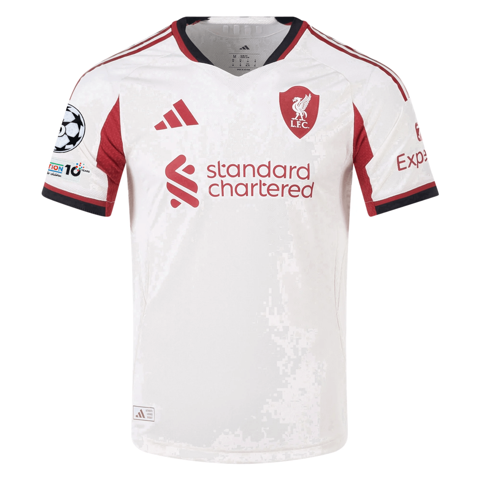 adidas Men's Liverpool Authentic Diogo Jota Away Jersey w/ Champions League Patches 25/26 (Wonder White) | SoccerWearhouse
