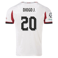 adidas Men's Liverpool Authentic Diogo Jota Away Jersey w/ Champions League Patches 25/26 (Wonder White)