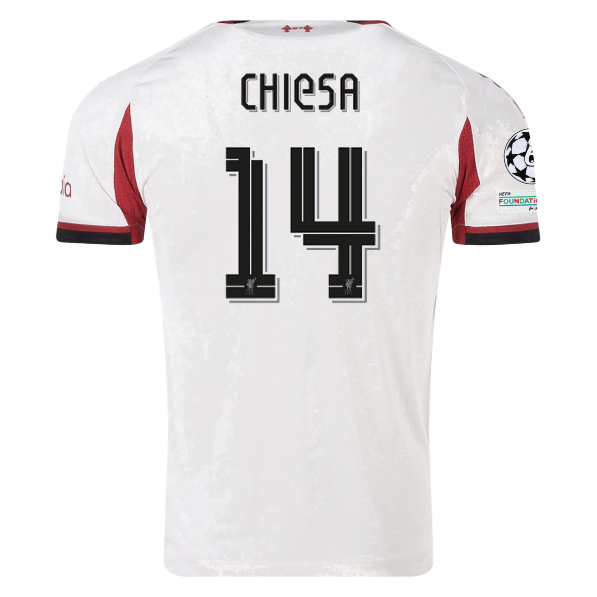 adidas Men's Liverpool Authentic Federico Chiesa Away Jersey w/ Champions League Patches 25/26 (Wonder White) | SoccerWearhouse