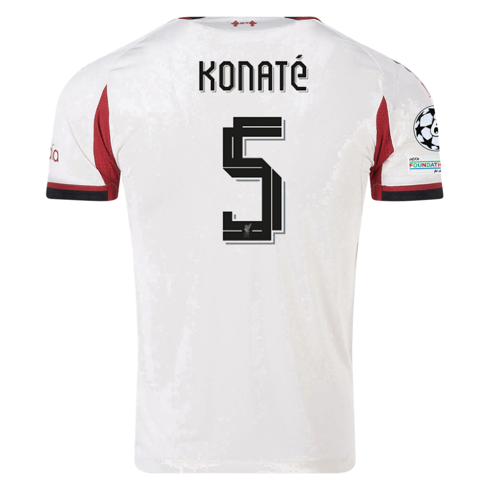 adidas Men's Liverpool Authentic Ibrahima Konate Away Jersey w/ Champions League Patches 25/26 (Wonder White) | SoccerWearhouse