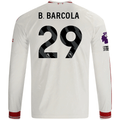 adidas Mens Liverpool Bradley Barcola Long Sleeve Away Jersey w/ EPL + No Room For Racism Patches 26/27 (White/Red)