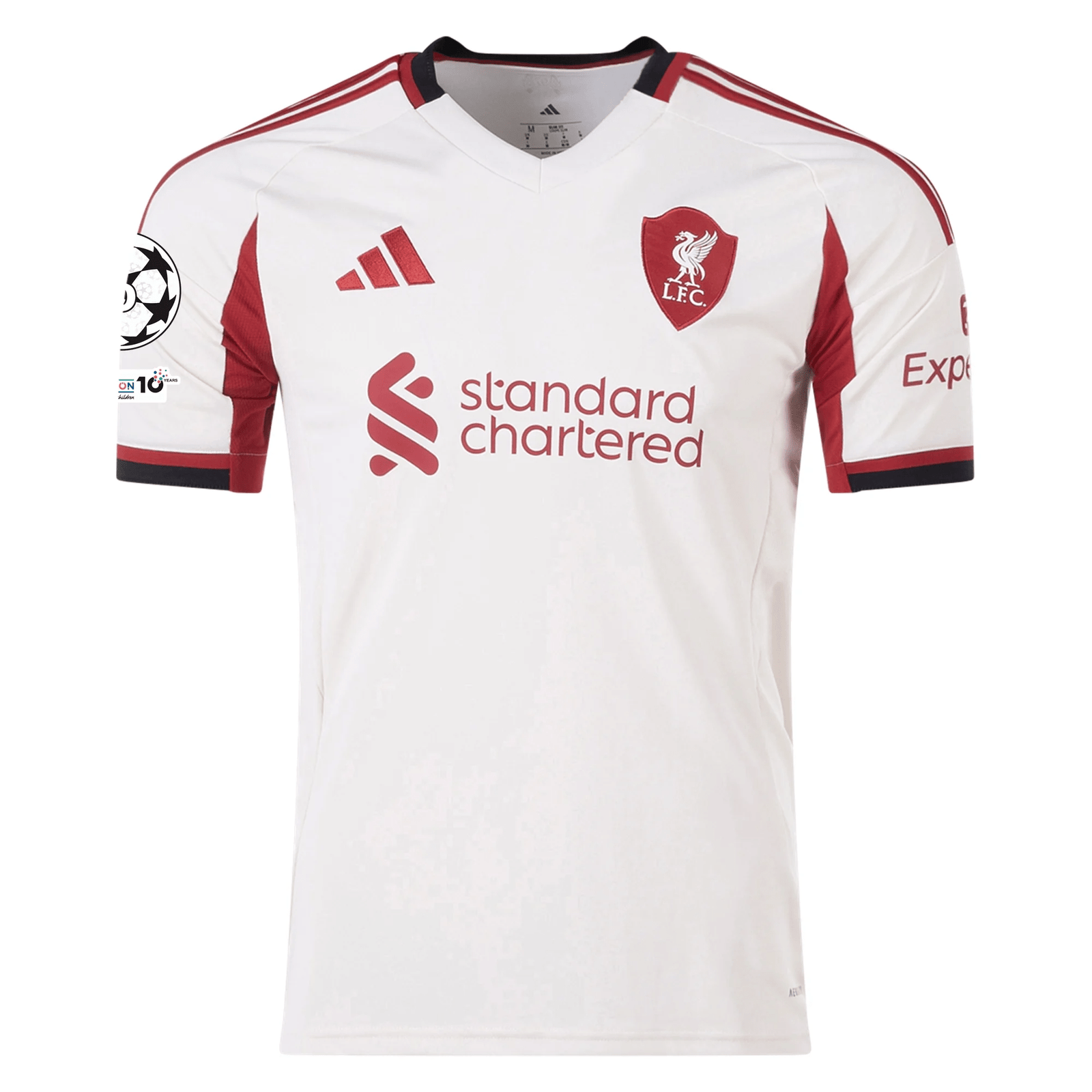 adidas Men's Liverpool Connor Bradley Away Jersey w/ Champions League Patches 25/26 (Wonder White) | SoccerWearhouse