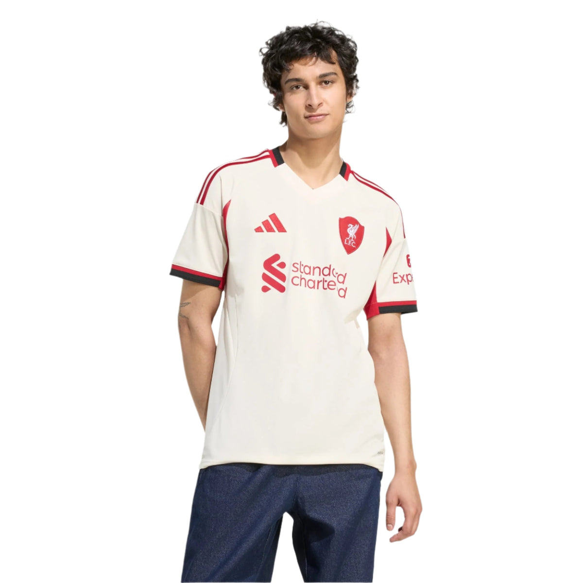 adidas Men's Liverpool Connor Bradley Away Jersey w/ Champions League Patches 25/26 (Wonder White) | SoccerWearhouse