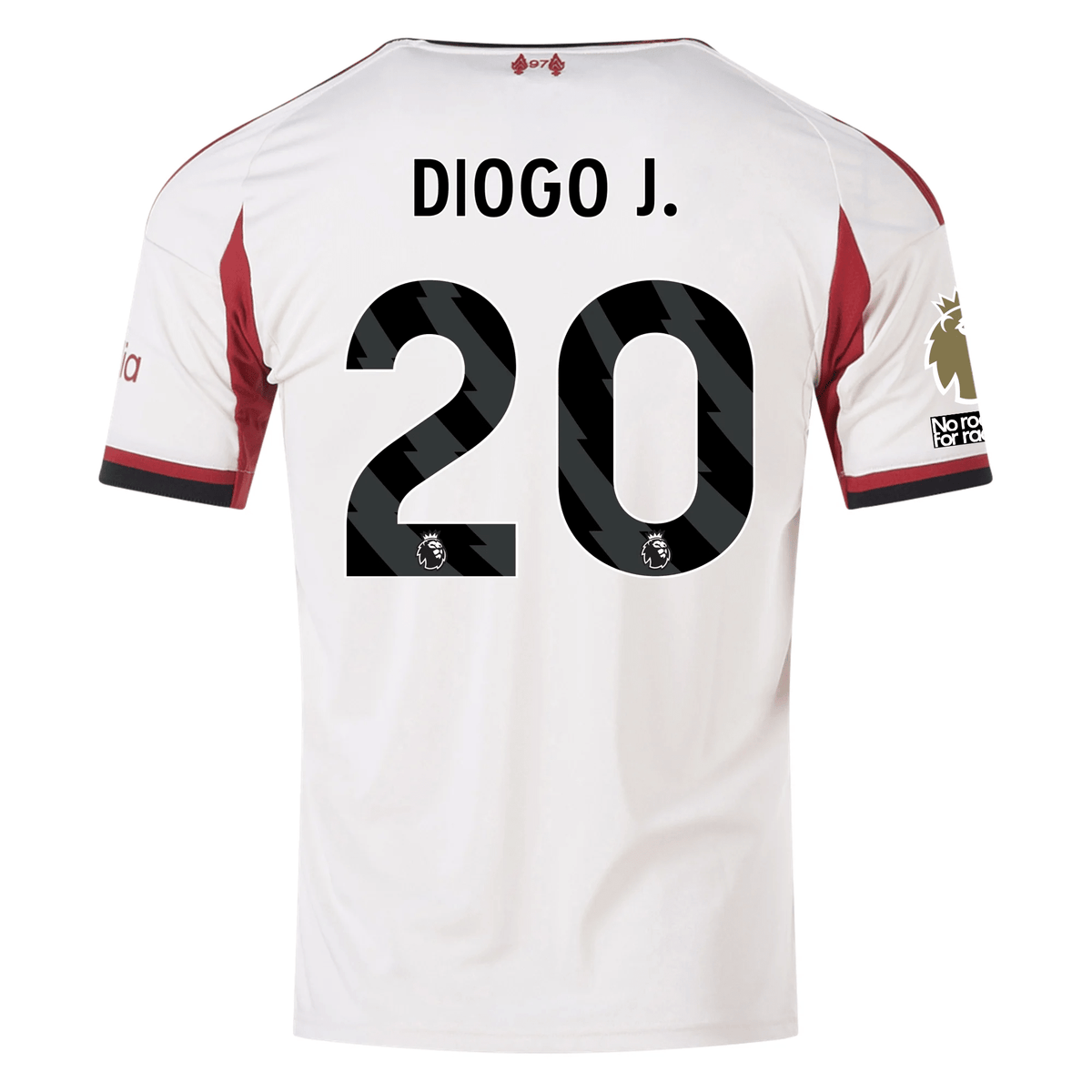 adidas Men's Liverpool Diogo Jota Away Jersey w/ EPL Champions Patch 25/26 (Wonder White) | SoccerWearhouse