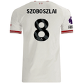adidas Mens Liverpool Dominik Szoboszlai Authentic Away Jersey w/ EPL + No Room For Racsim Patches 26/27 (White)