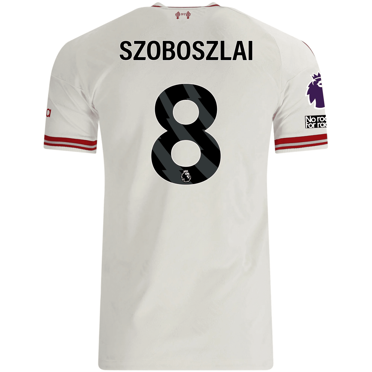 adidas Mens Liverpool Dominik Szoboszlai Authentic Away Jersey w/ EPL + No Room For Racsim Patches 26/27 (White) | SoccerWearhouse