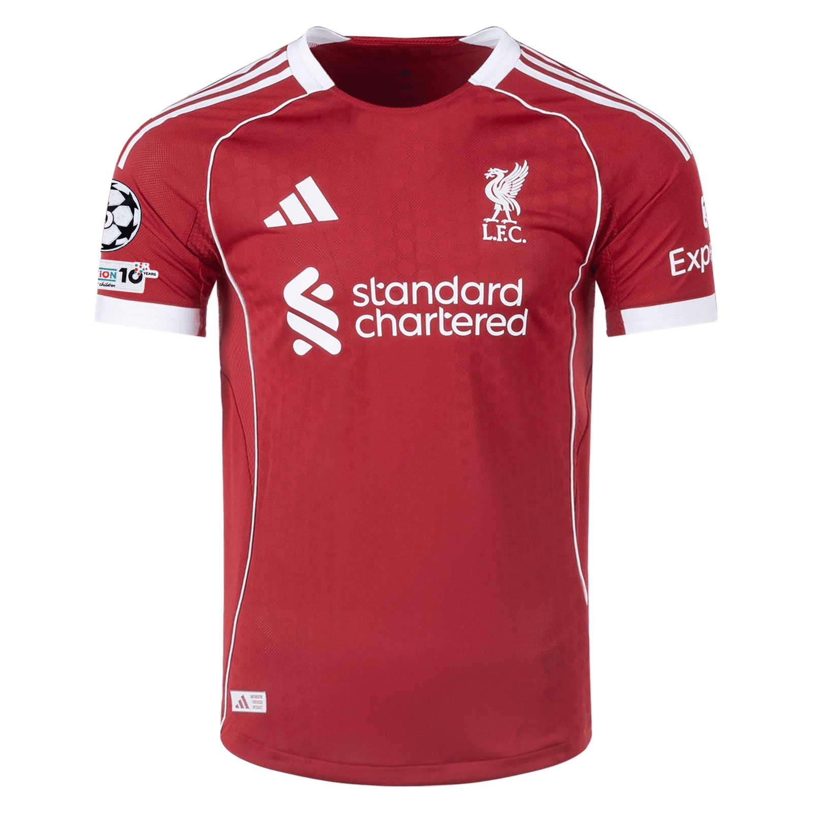 adidas Men's Liverpool Isak Home Jersey 25/26 w/ Champions League Patches (Strawberry Red) | SoccerWearhouse