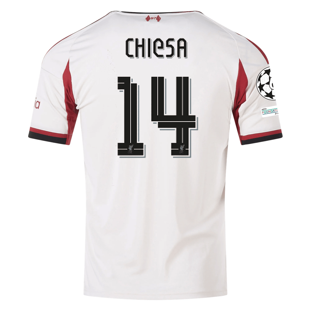 adidas Men's Liverpool Federico Chiesa Away Jersey w/ Champions League Patches 25/26 (Wonder White) | SoccerWearhouse