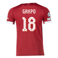 adidas Men's Liverpool FC Authentic Gakpo Home Jersey 25/26 w/ Champions League  Patches (Strawberry Red)