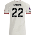 adidas Mens Liverpool Hugo Ekitiké Authentic Away Jersey w/ EPL + No Room For Racsim Patches 26/27 (White)
