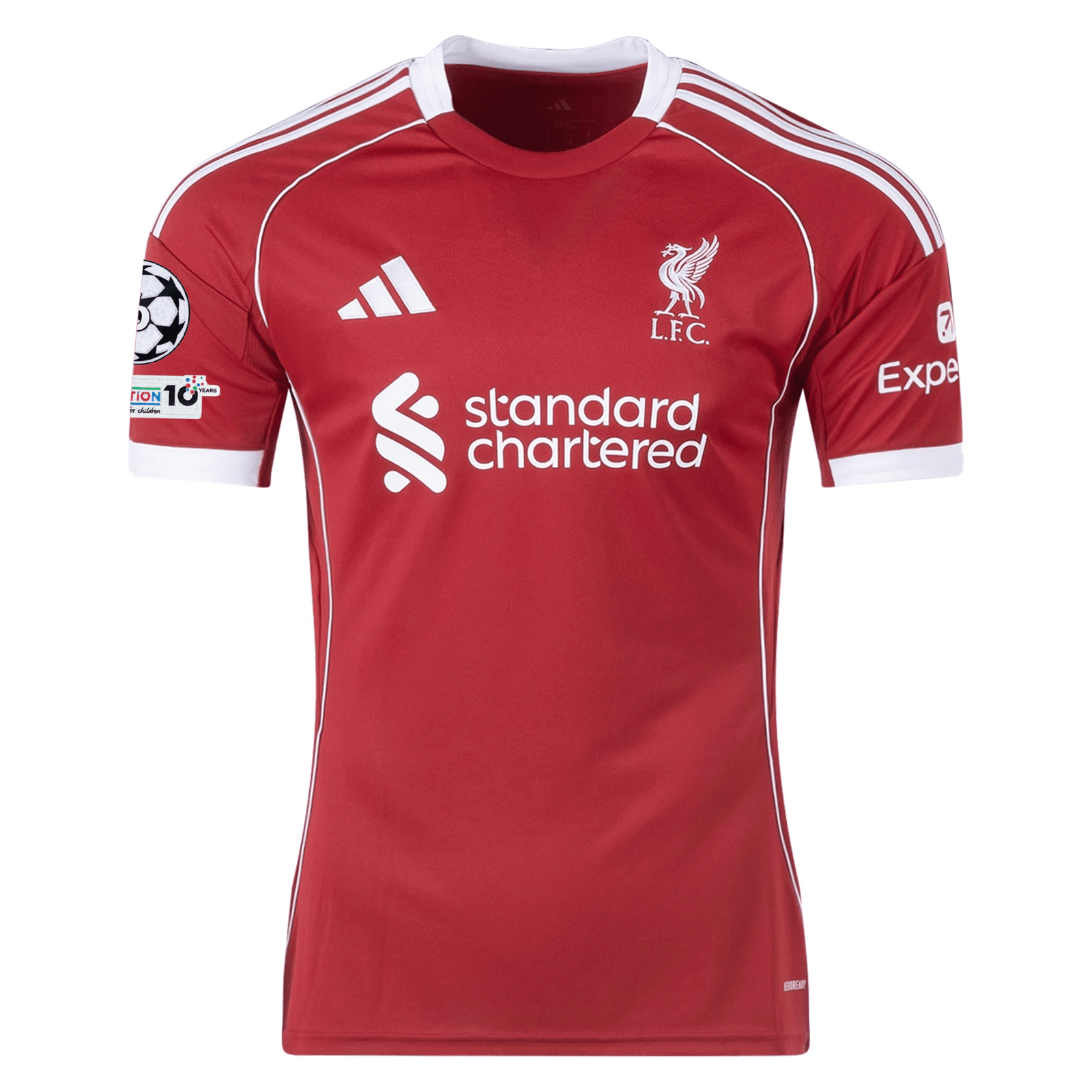 adidas Men's Liverpool Isak Home Jersey 25/26 w/ Champions League Patches (Strawberry Red) | SoccerWearhouse