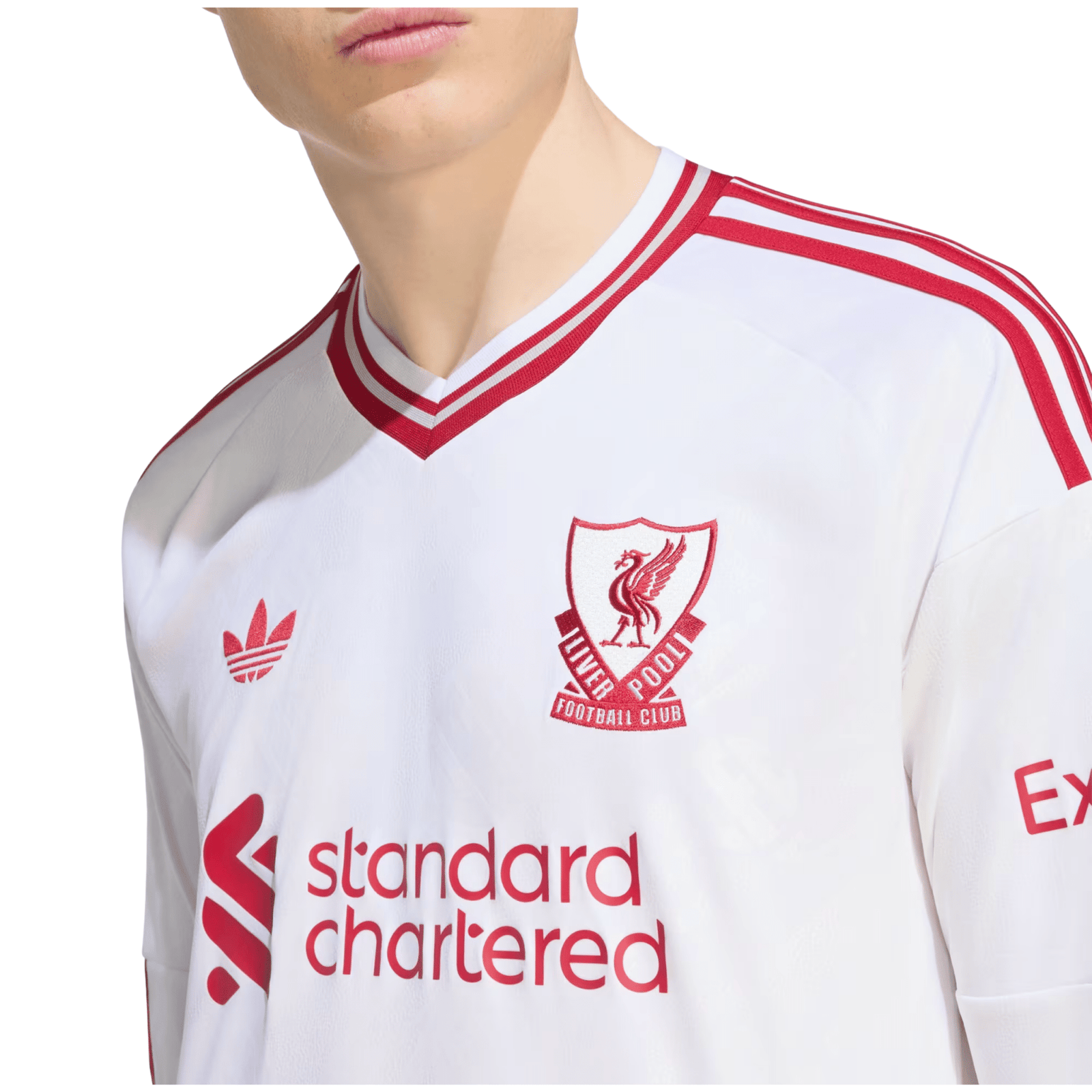 adidas Mens Liverpool Long Sleeve Away Jersey 26/27 (White/Red) | SoccerWearhouse