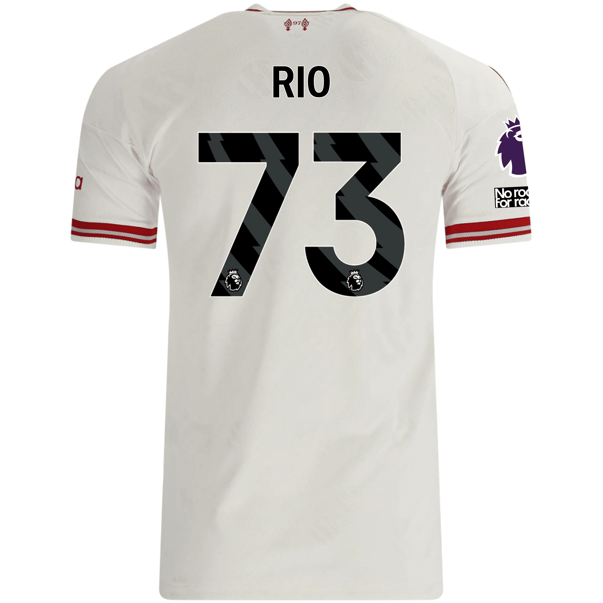 adidas Mens Liverpool Rio Ngumoha Authentic Away Jersey w/ EPL + No Room For Racsim Patches 26/27 (White)