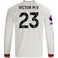 adidas Mens Liverpool Víctor Muñoz Long Sleeve Away Jersey w/ EPL + No Room For Racism Patches 26/27 (White/Red)