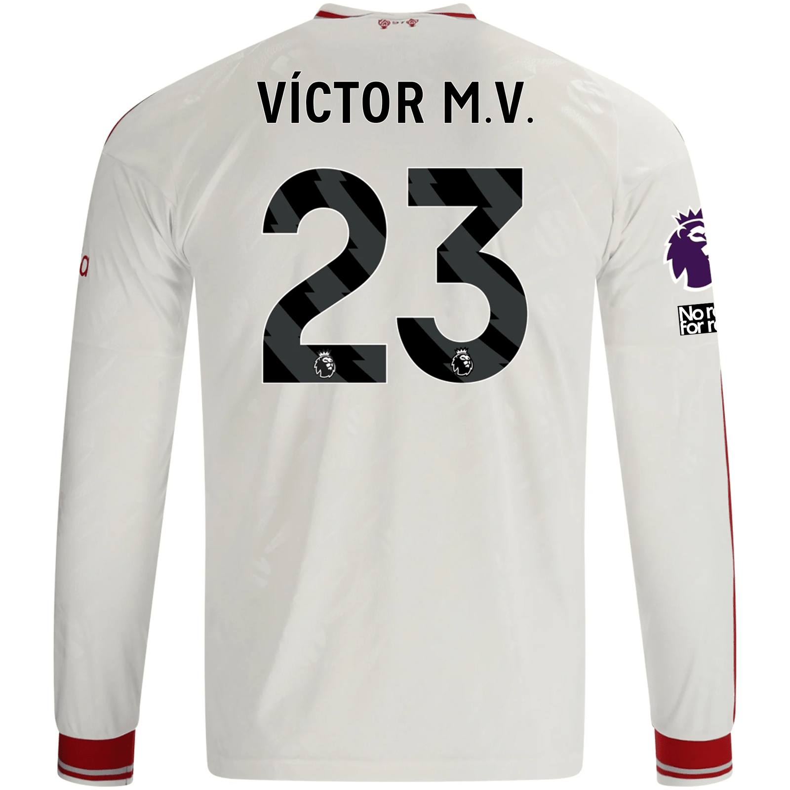adidas Mens Liverpool Víctor Muñoz Long Sleeve Away Jersey w/ EPL + No Room For Racism Patches 26/27 (White/Red) | SoccerWearhouse