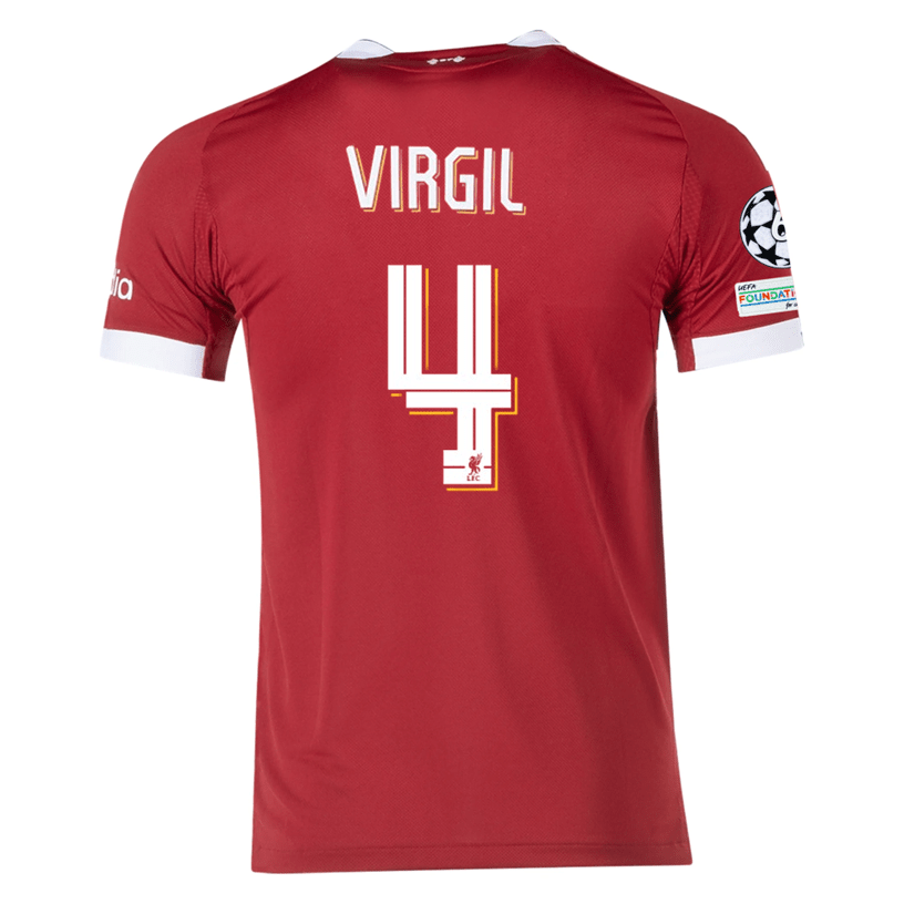 adidas Men's Liverpool Virgil Home Jersey 25/26 w/ Champions League Patches (Strawberry Red) | SoccerWearhouse
