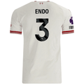 adidas Mens Liverpool Wataru Endō Authentic Away Jersey w/ EPL + No Room For Racsim Patches 26/27 (White)