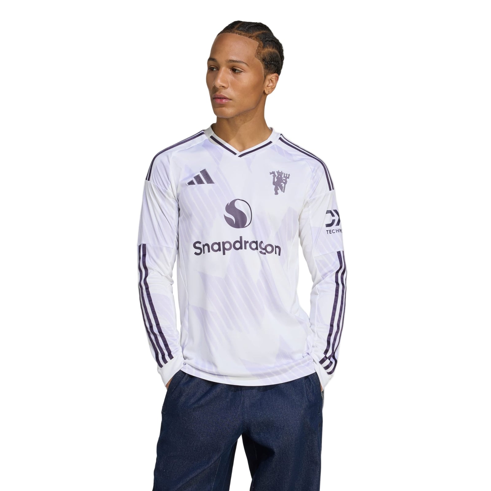 adidas Men's Manchester United 25/26 Long Sleeve Away Jersey (White) | SoccerWearhouse