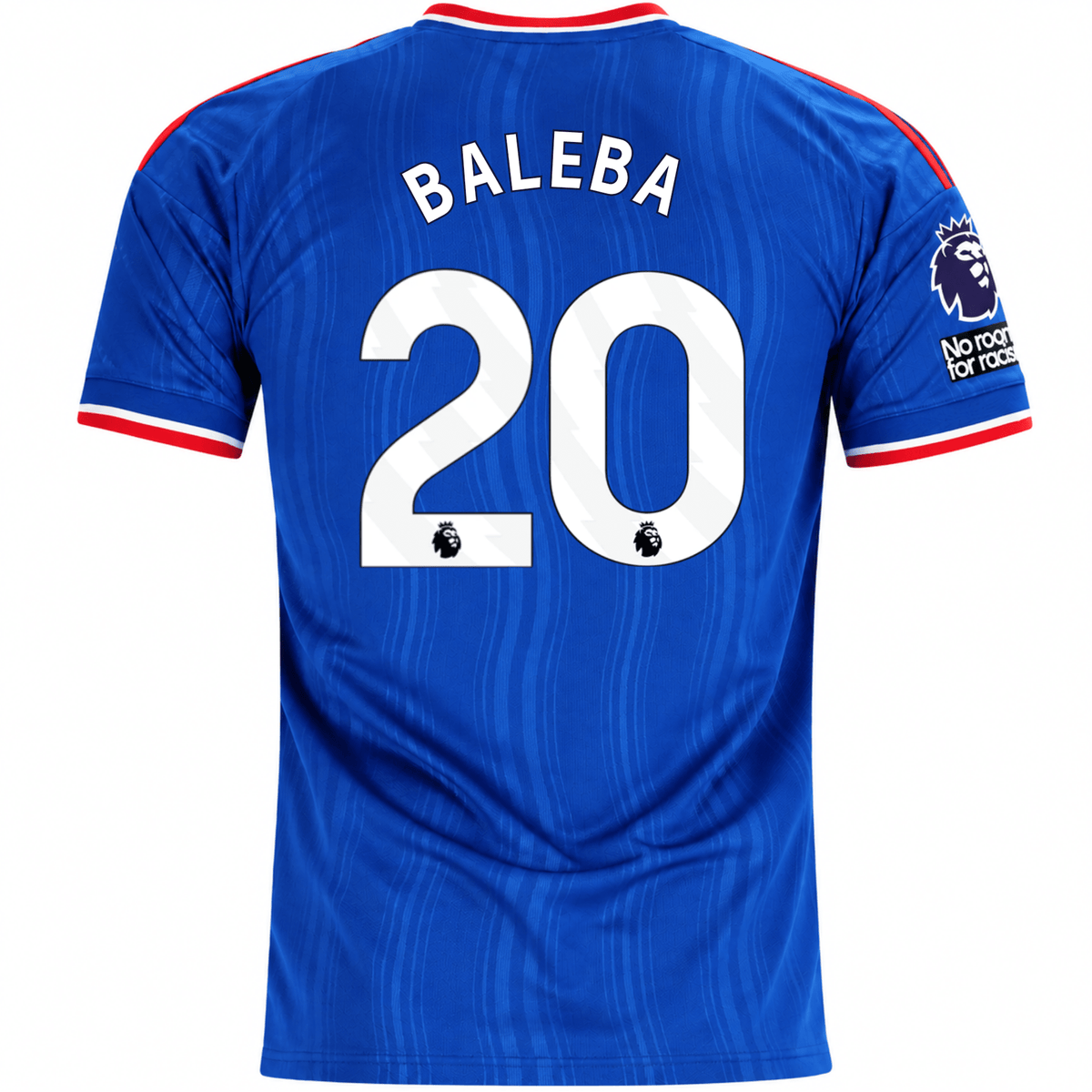 adidas Mens Manchester United Carlos Baleba Away Jersey w/ EPL + No Room For Racism Patches 26/27 (Blue) | SoccerWearhouse