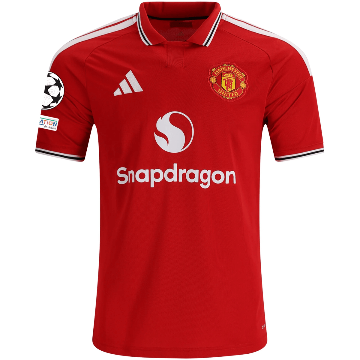 adidas Mens Manchester United Home Jersey w/ Champions League Patches 26/27 (Red) | SoccerWearhouse