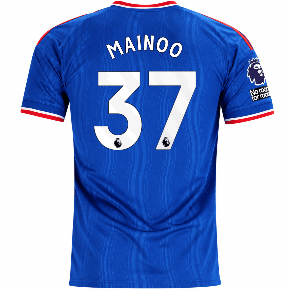 adidas Mens Manchester United Kobbie Mainoo Away Jersey w/ EPL + No Room For Racism Patches 26/27 (Blue) | SoccerWearhouse