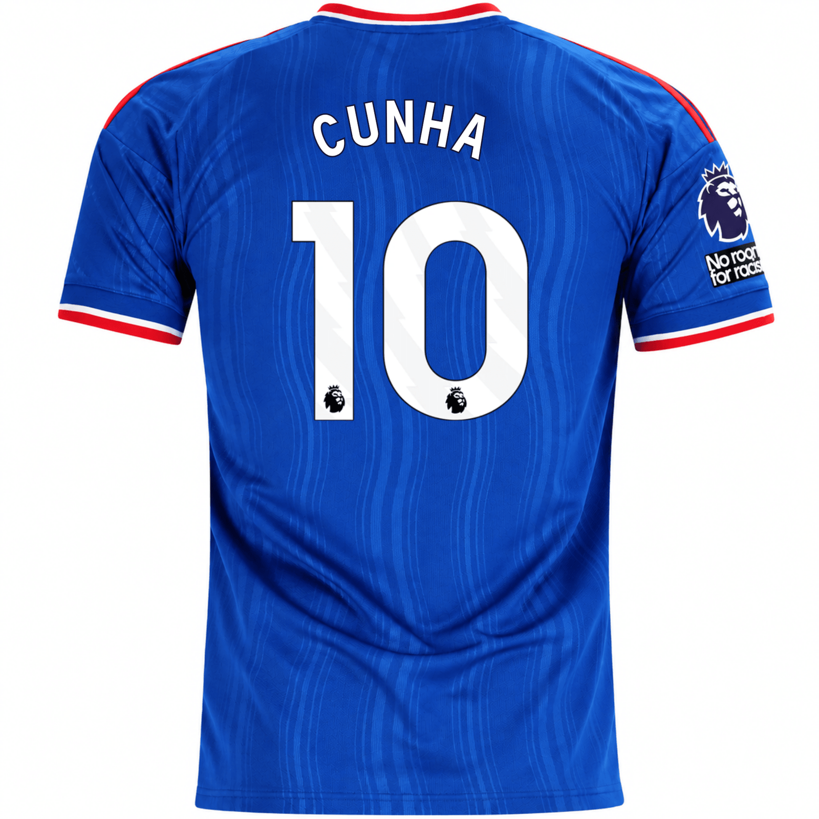 adidas Mens Manchester United Matheus Cunha Away Jersey w/ EPL + No Room For Racism Patches 26/27 (Blue) | SoccerWearhouse