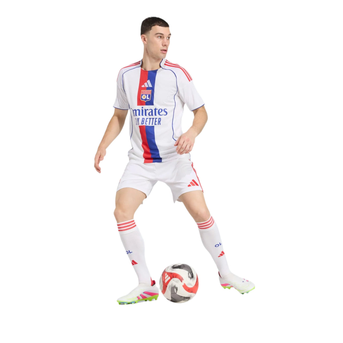 adidas Men's Olympique Lyonnais Home Jersey 25/26 (White) | SoccerWearhouse