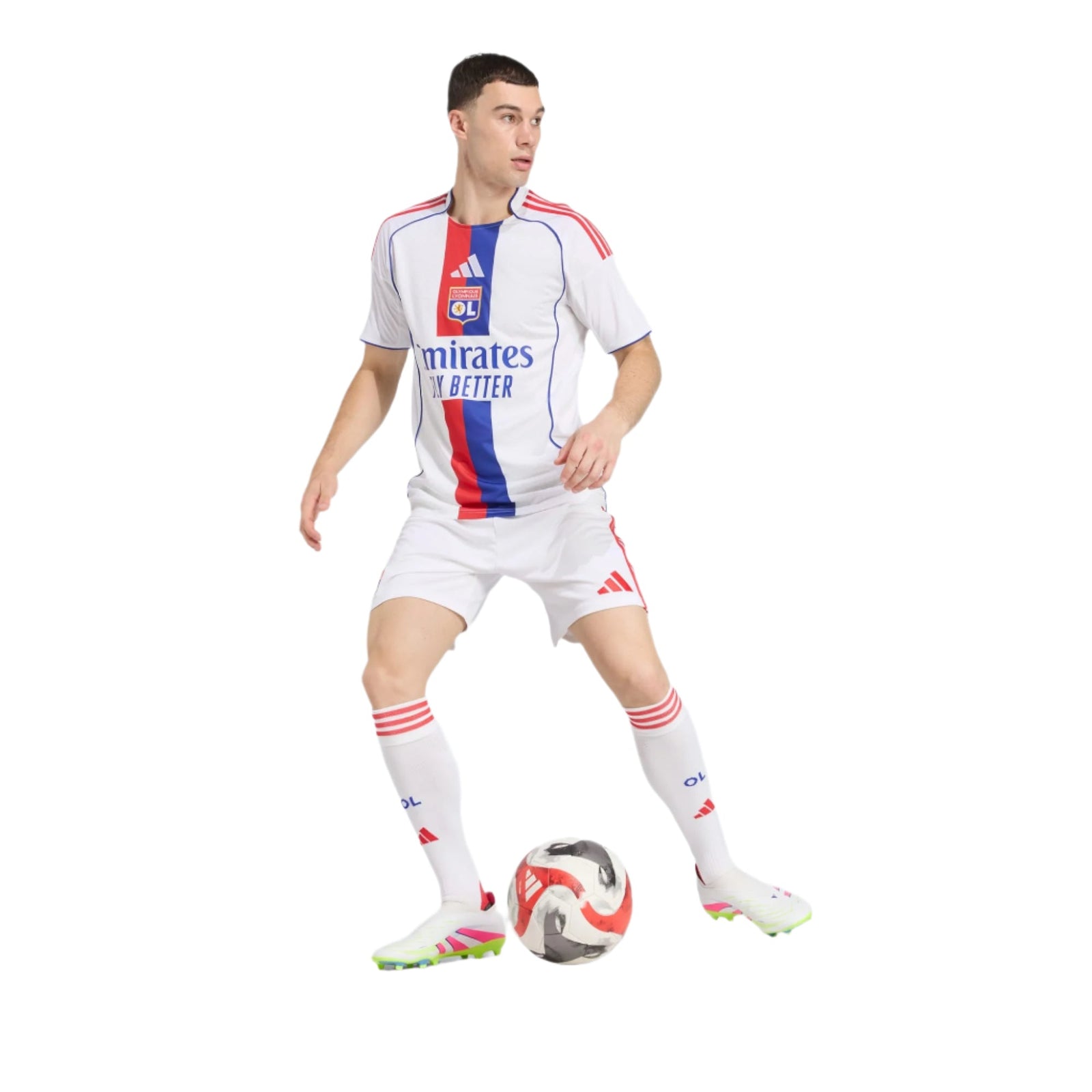 adidas Men's Olympique Lyonnais Home Jersey 25/26 (White) | SoccerWearhouse