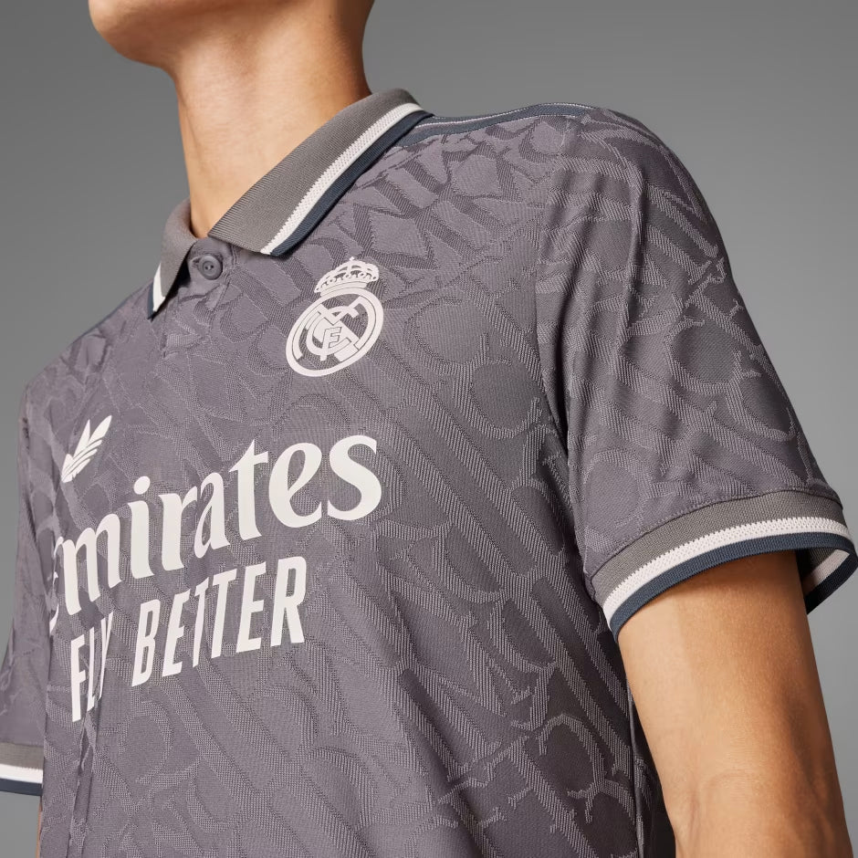 adidas Men's Real Madrid Authentic Luka Modric Third Jersey w/ Champions League Patches 24/25 (Charcoal) | SoccerWearhouse
