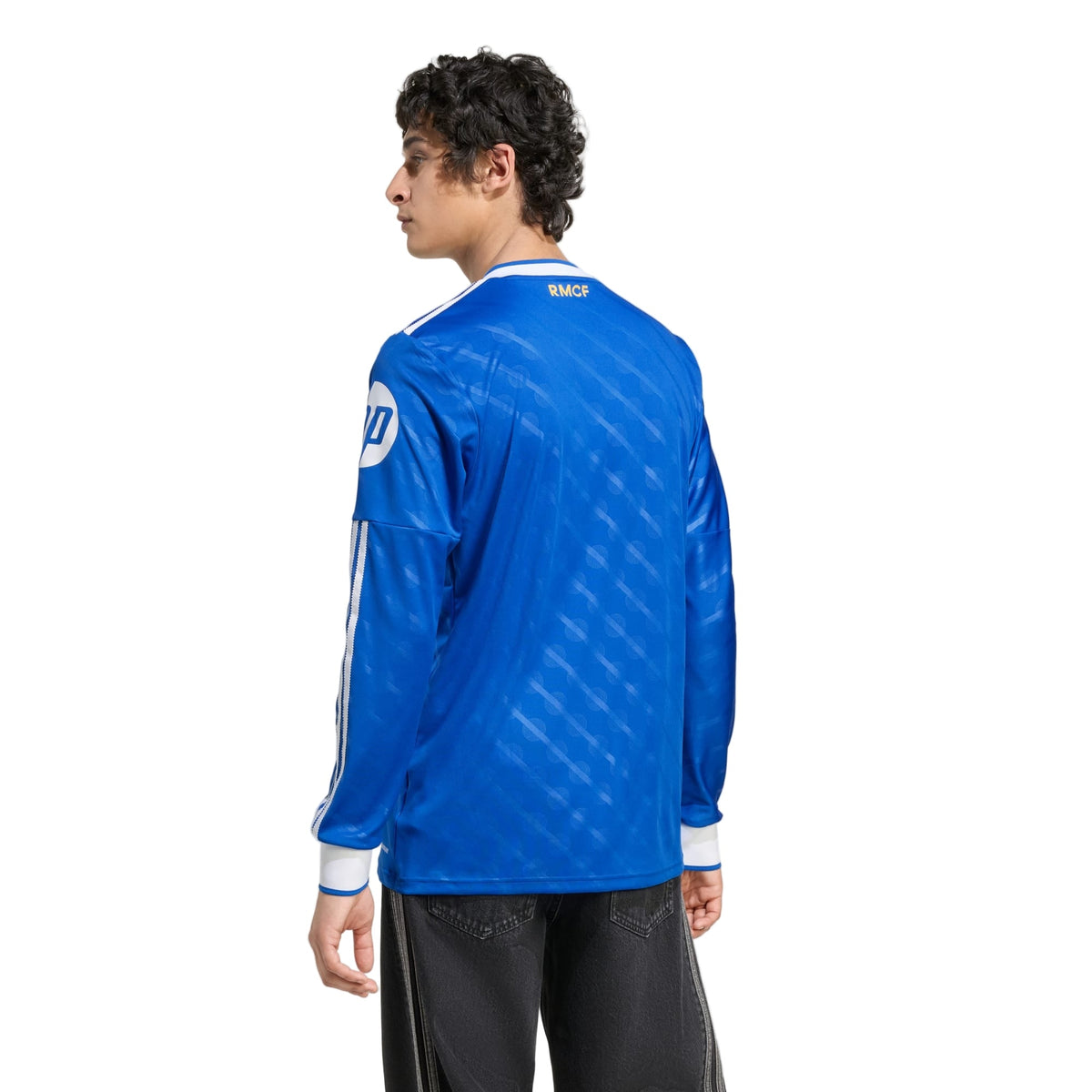 adidas Men's Real Madrid Huijsen Long Sleeve Third Jersey w/ Champions League Patches 25/26 (Blue/White) | SoccerWearhouse