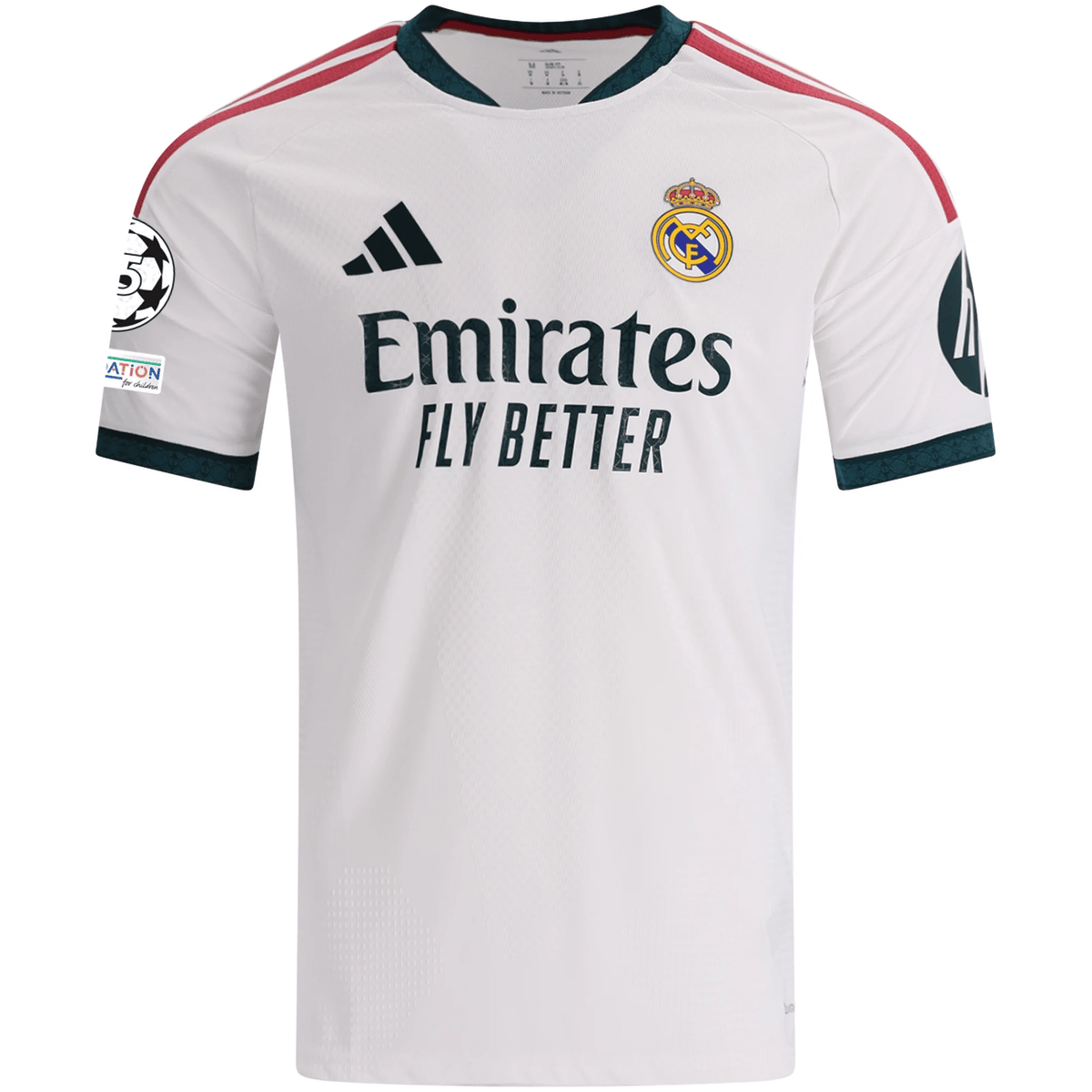 adidas Mens Real Madrid Kylian Mbappe Authentic Home Jersey w/ Champions League Patches 26/27 (White) | SoccerWearhouse