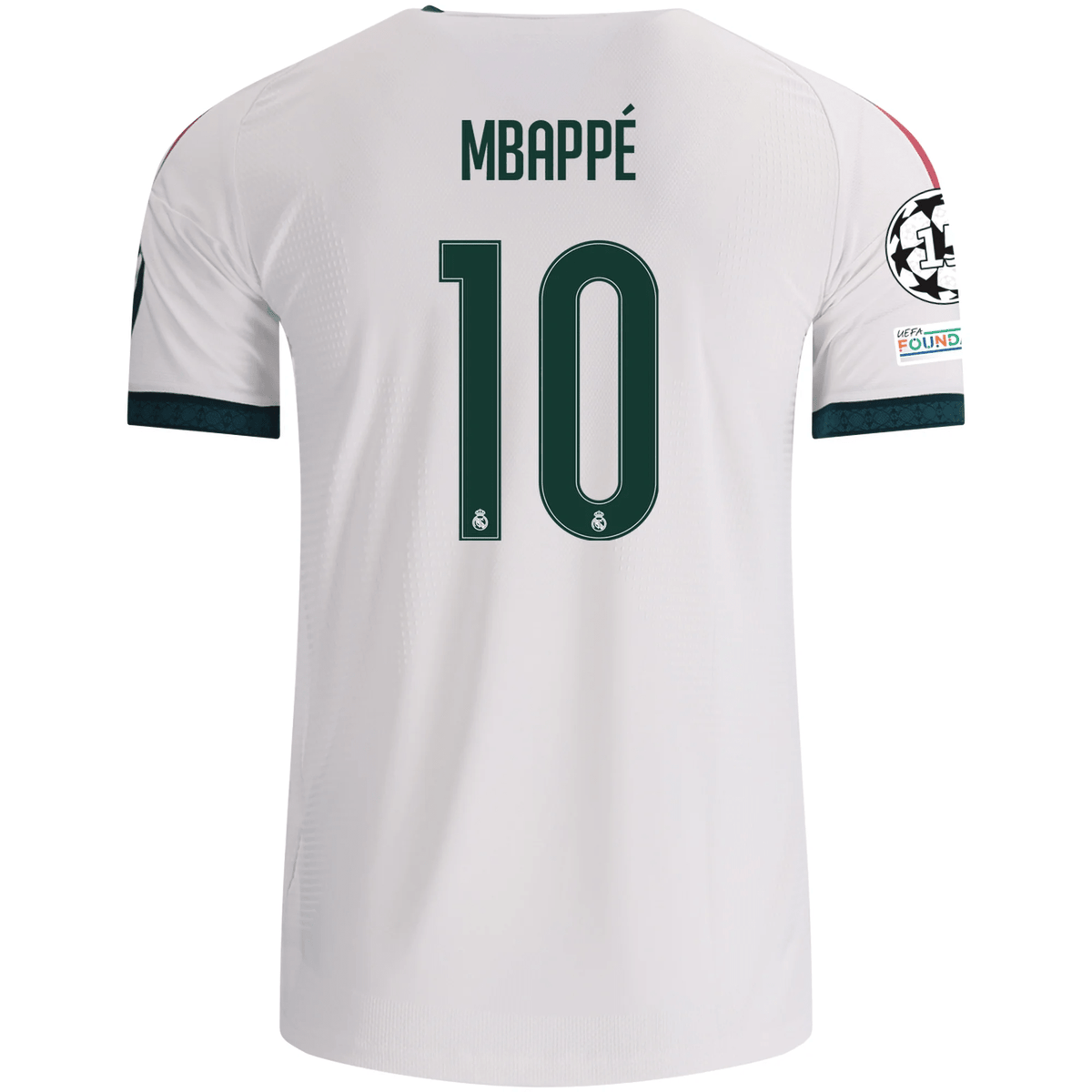 adidas Mens Real Madrid Kylian Mbappe Authentic Home Jersey w/ Champions League Patches 26/27 (White) | SoccerWearhouse