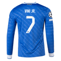 adidas Men's Real Madrid Vini Jr. Long Sleeve Third Jersey w/ Champions League Patches 25/26 (Blue/White)