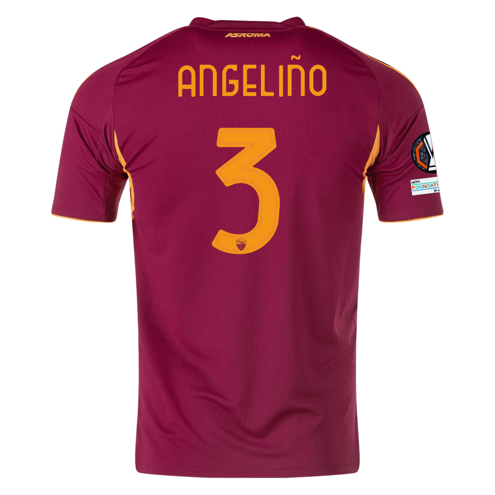 adidas Men's Roma Angeliño Home Jersey w/ Europa League Patches 25/26 (Burgundy) | SoccerWearhouse