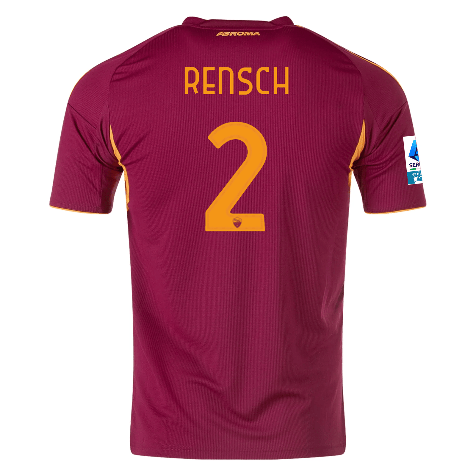 adidas Men's Roma Devyne Rensch Home Jersey w/ Serie A Patch 25/26 (Burgundy) | SoccerWearhouse