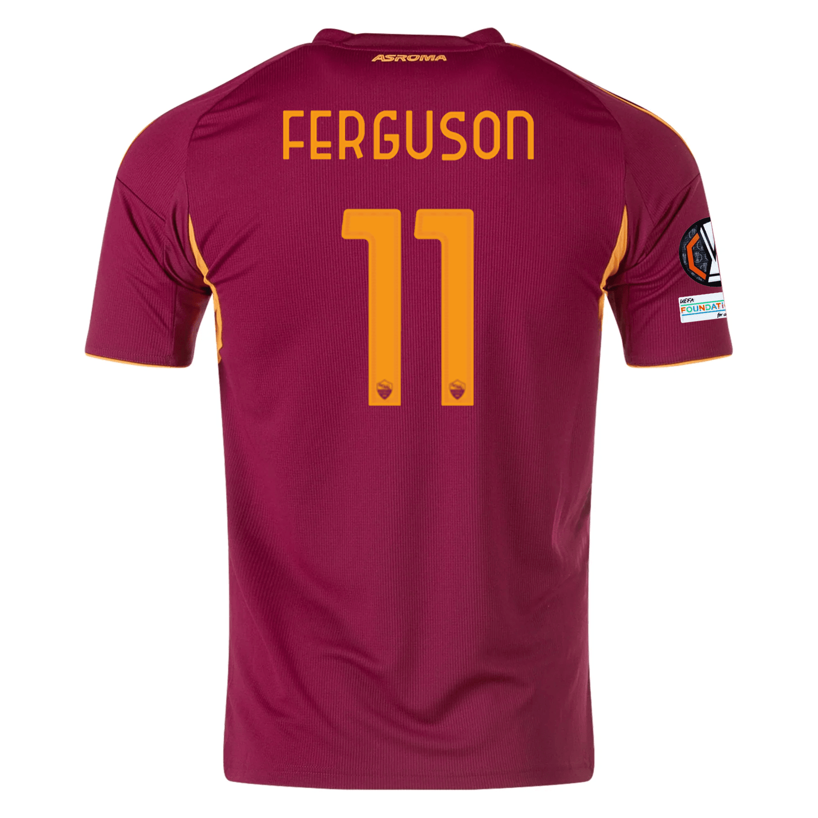adidas Men's Roma Evan Ferguson Home Jersey w/ Europa League Patches 25/26 (Burgundy) | SoccerWearhouse