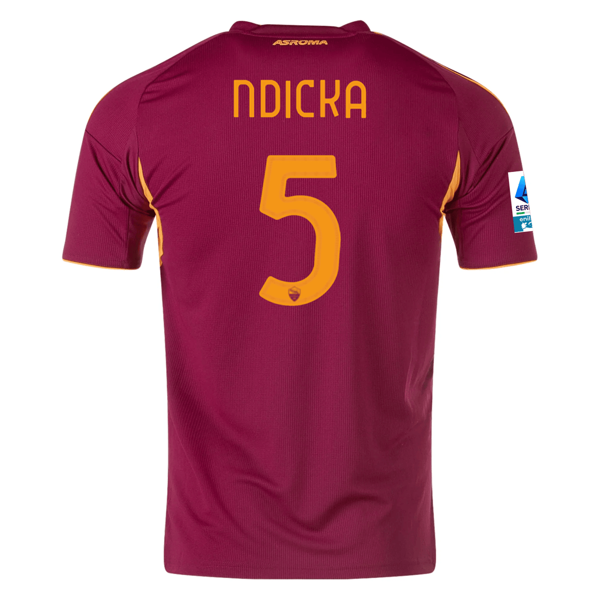 adidas Men's Roma Evan Ndicka Home Jersey w/ Serie A Patch 25/26 (Burgundy) | SoccerWearhouse