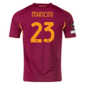 adidas Men's Roma Gianluca Mancini Home Jersey w/ Europa League Patches 25/26 (Burgundy)