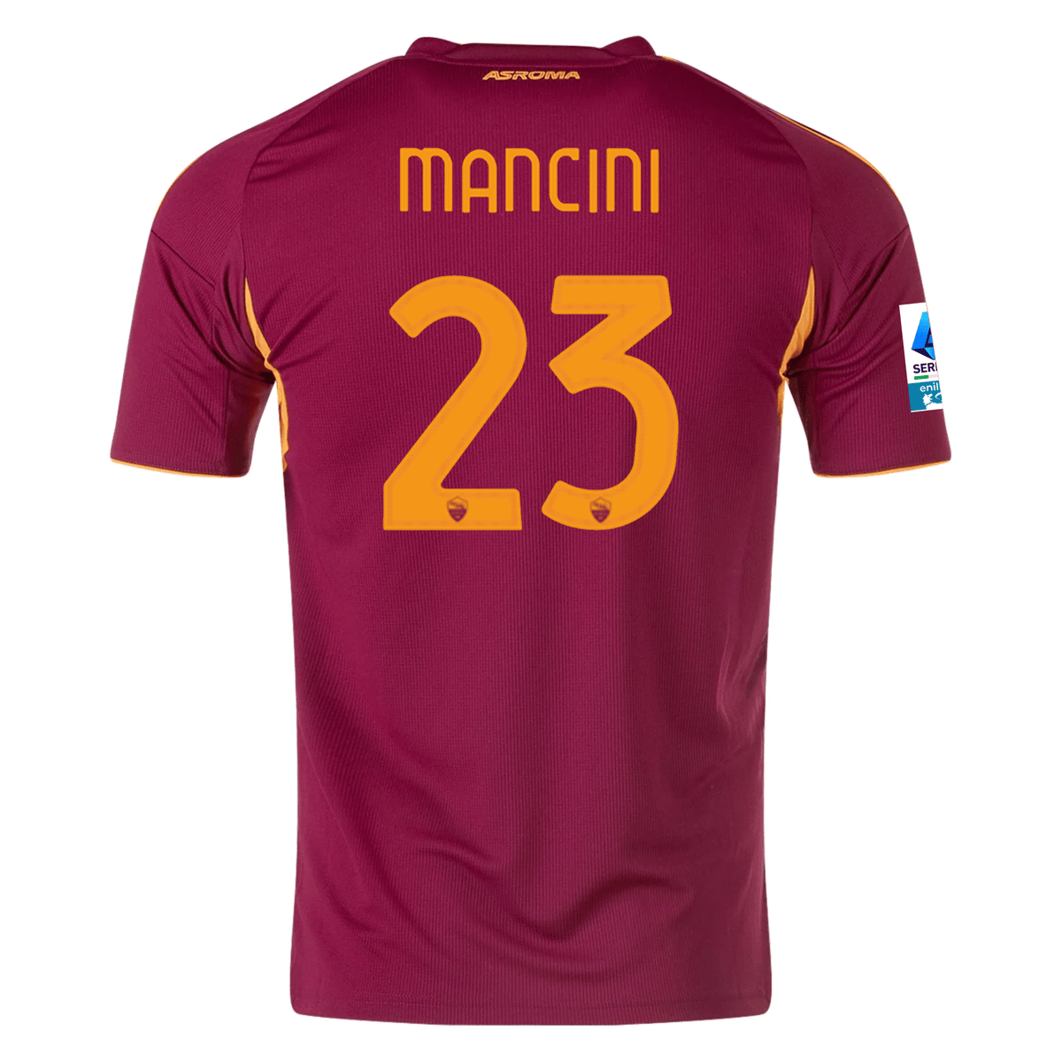 adidas Men's Roma Gianluca Mancini Home Jersey w/ Serie A Patch 25/26 (Burgundy) | SoccerWearhouse