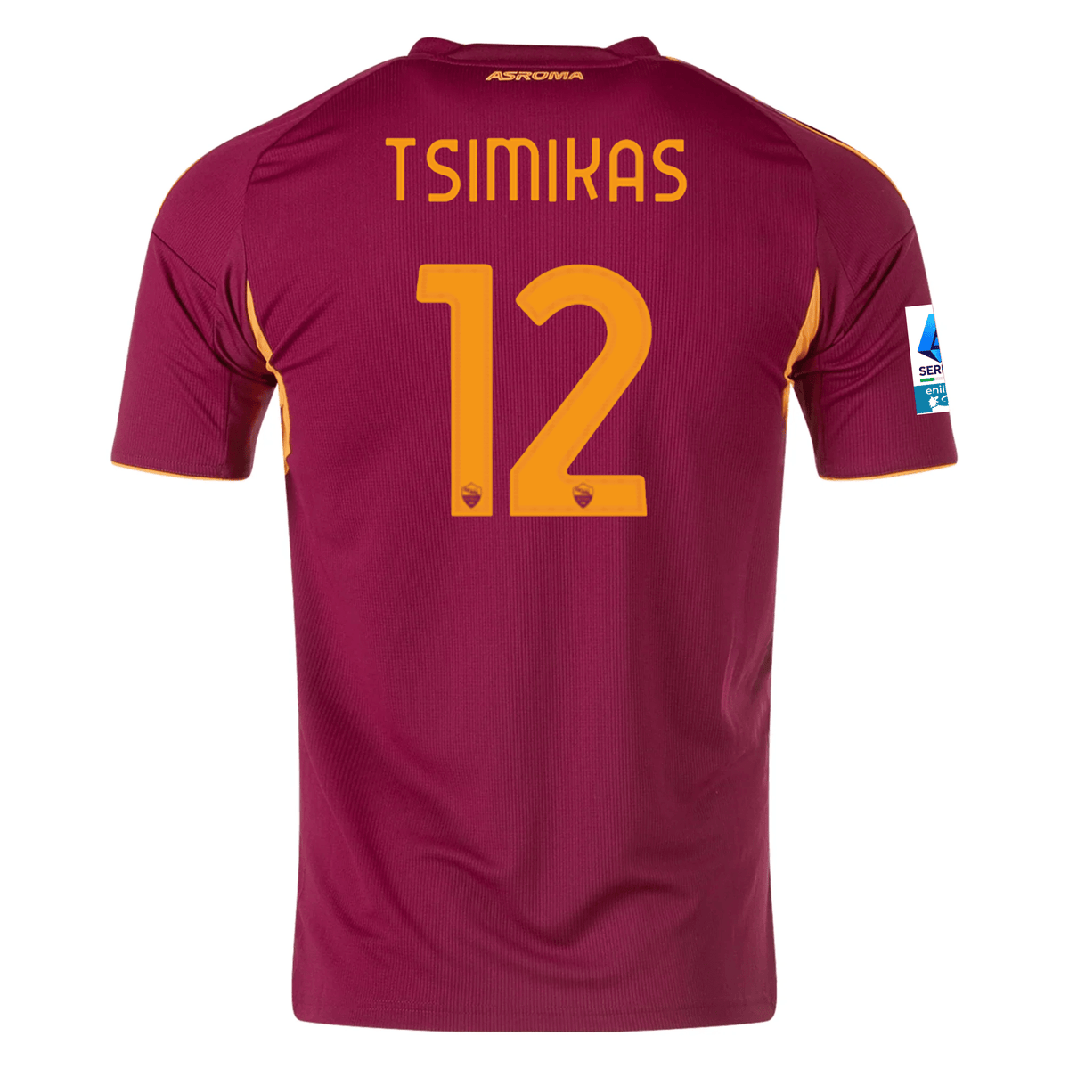 adidas Men's Roma Konstantinos Tsimikas Home Jersey w/ Serie A Patch 25/26 (Burgundy) | SoccerWearhouse