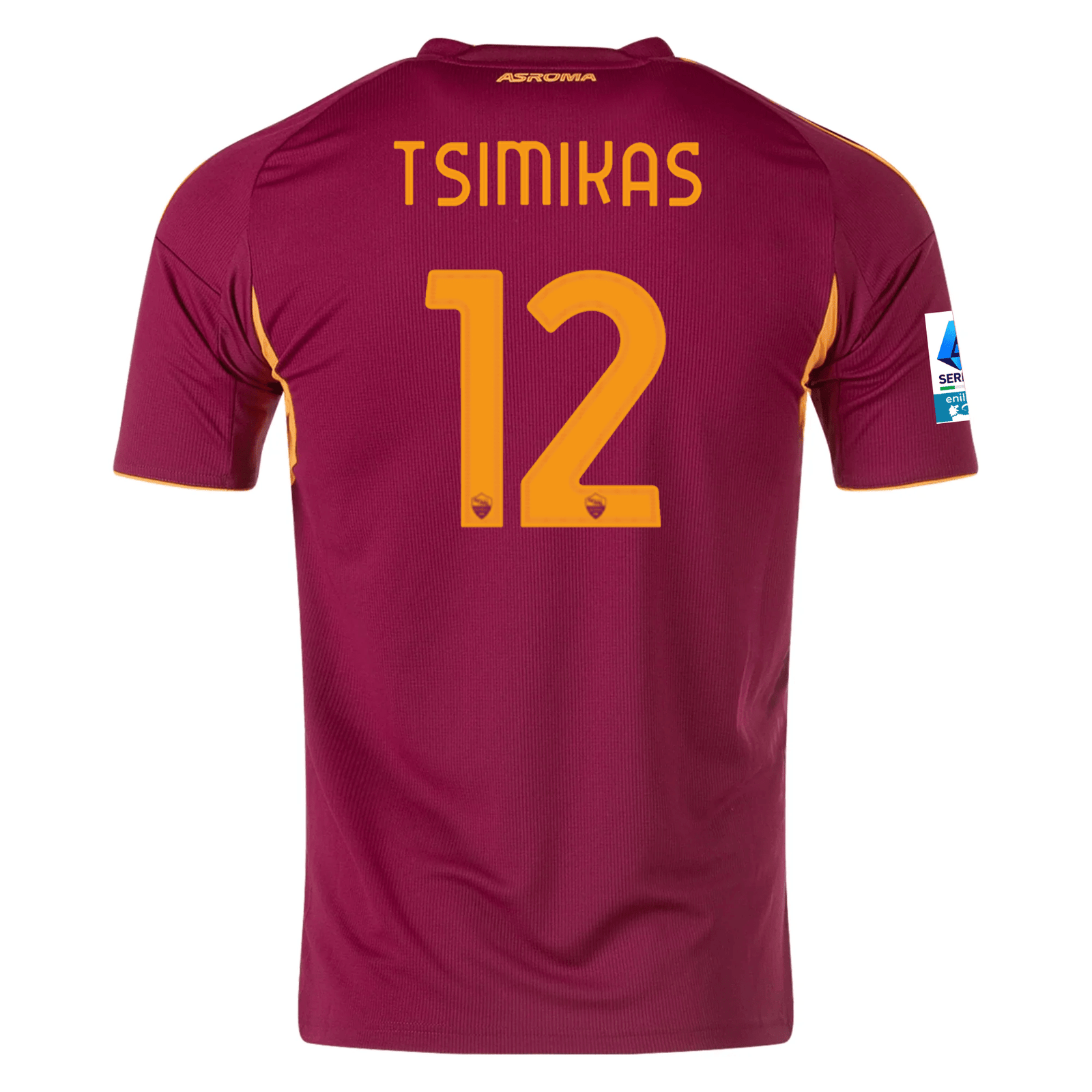 adidas Men's Roma Konstantinos Tsimikas Home Jersey w/ Serie A Patch 25/26 (Burgundy) | SoccerWearhouse