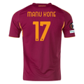 adidas Men's Roma Manu Kone Home Jersey w/ Europa League Patches 25/26 (Burgundy)