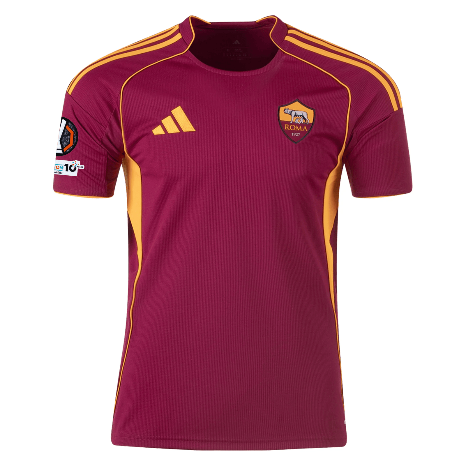adidas Men's Roma Wesley França Home Jersey w/ Europa League Patches 25/26 (Burgundy) | SoccerWearhouse