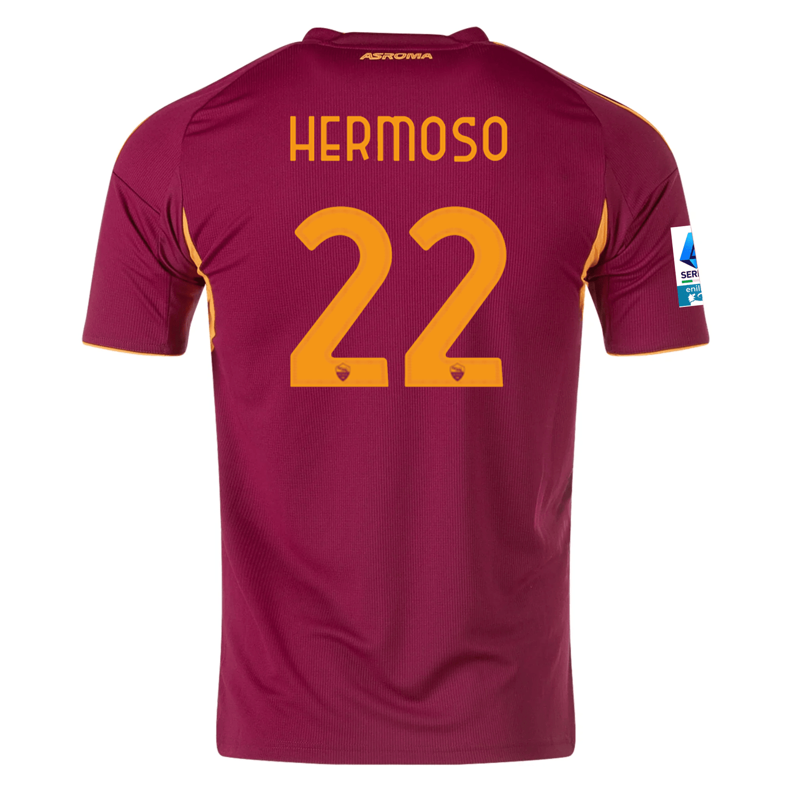 adidas Men's Roma Mario Hermoso Home Jersey w/ Serie A Patch 25/26 (Burgundy) | SoccerWearhouse