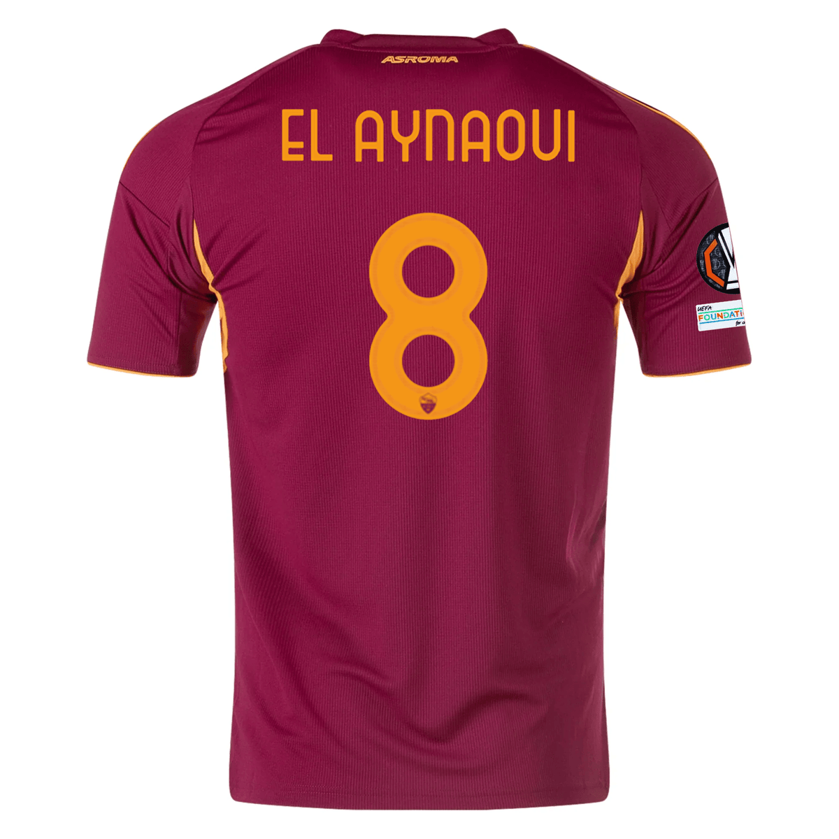 adidas Men's Roma Neil El Aynaoui Home Jersey w/ Europa League Patches 25/26 (Burgundy) | SoccerWearhouse