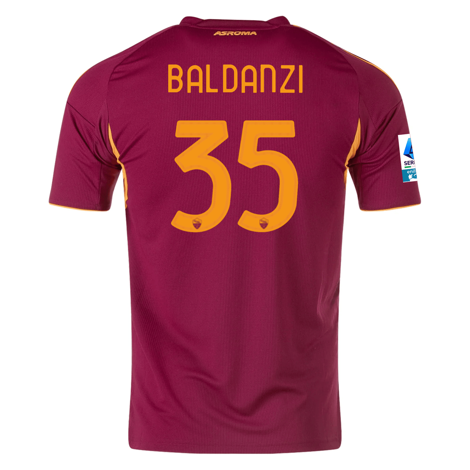 adidas Men's Roma Tommaso Baldanzi Home Jersey w/ Serie A Patch 25/26 (Burgundy) | SoccerWearhouse