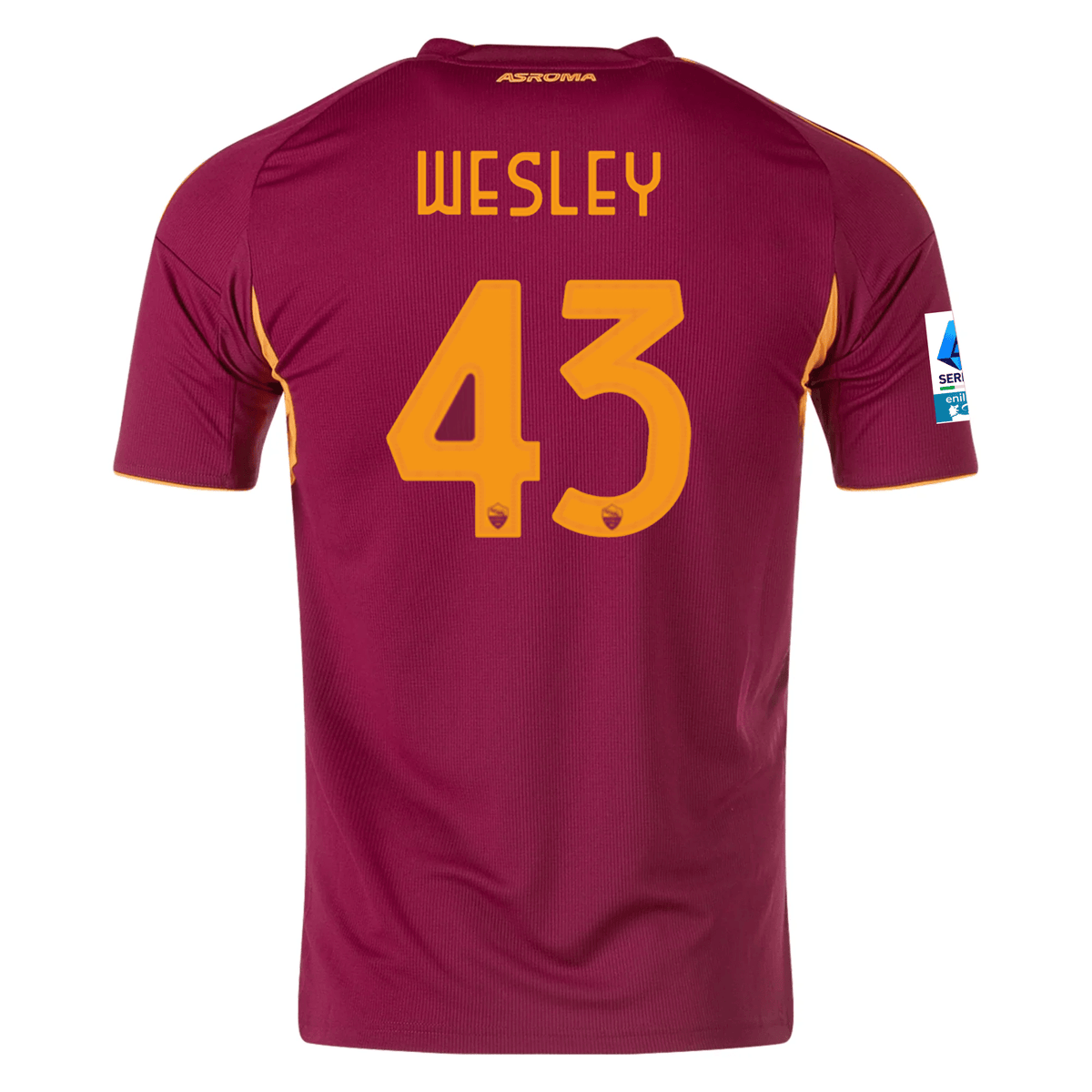adidas Men's Roma Wesley França Home Jersey w/ Serie A Patch 25/26 (Burgundy) | SoccerWearhouse