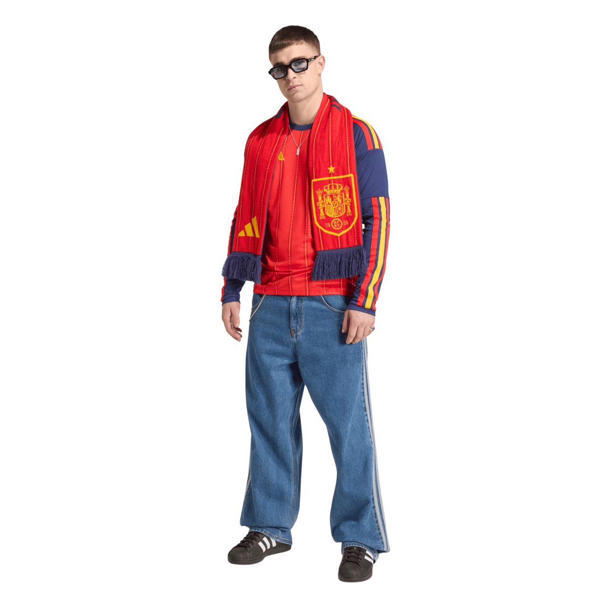 adidas Mens Spain 2026 Long Sleeve Home Jersey (Vivid Red) | SoccerWearhouse