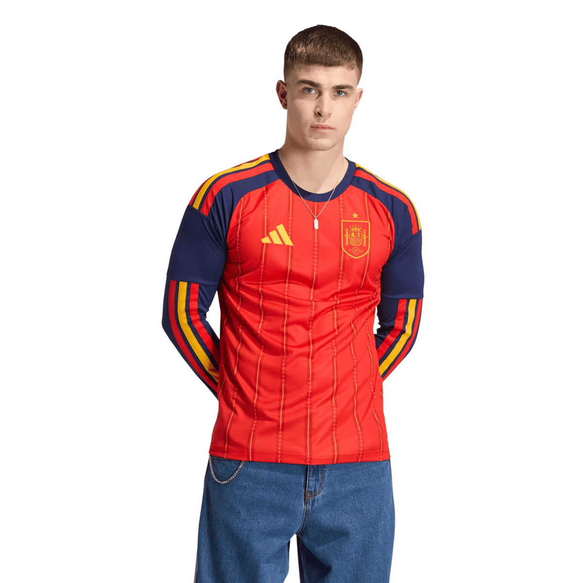 adidas Mens Spain 2026 Long Sleeve Home Jersey (Vivid Red) | SoccerWearhouse
